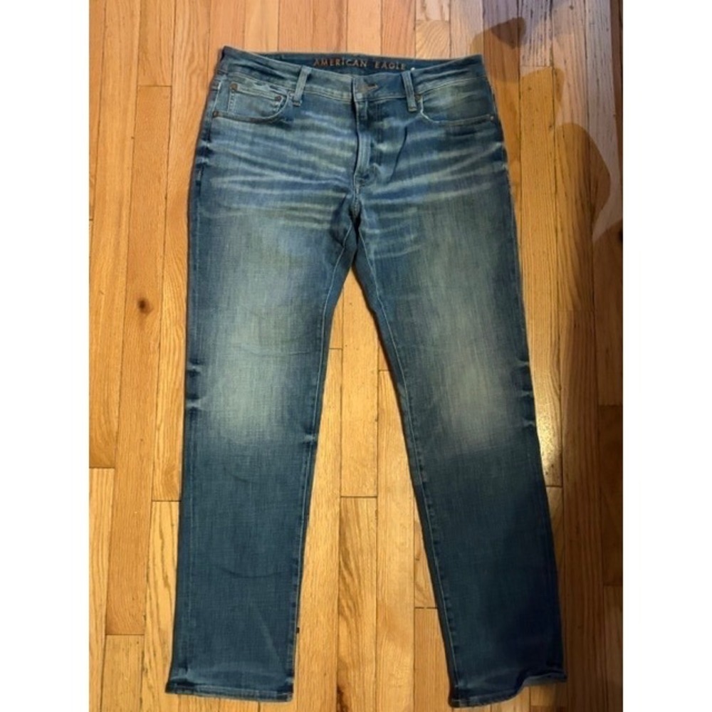American Eagle Next Level Flex Slim Straight Jeans Men 33x32 Medium Wash T56-22